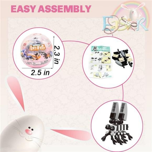 12 Pcs Prefilled Easter Eggs with Insect Animal Building Blocks for Kids Boys - Picture 6 of 6
